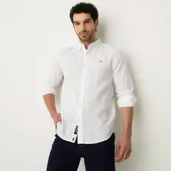 UNIVERSITY CLUB - Camisa Casual Manga Larga Lino Hombre
