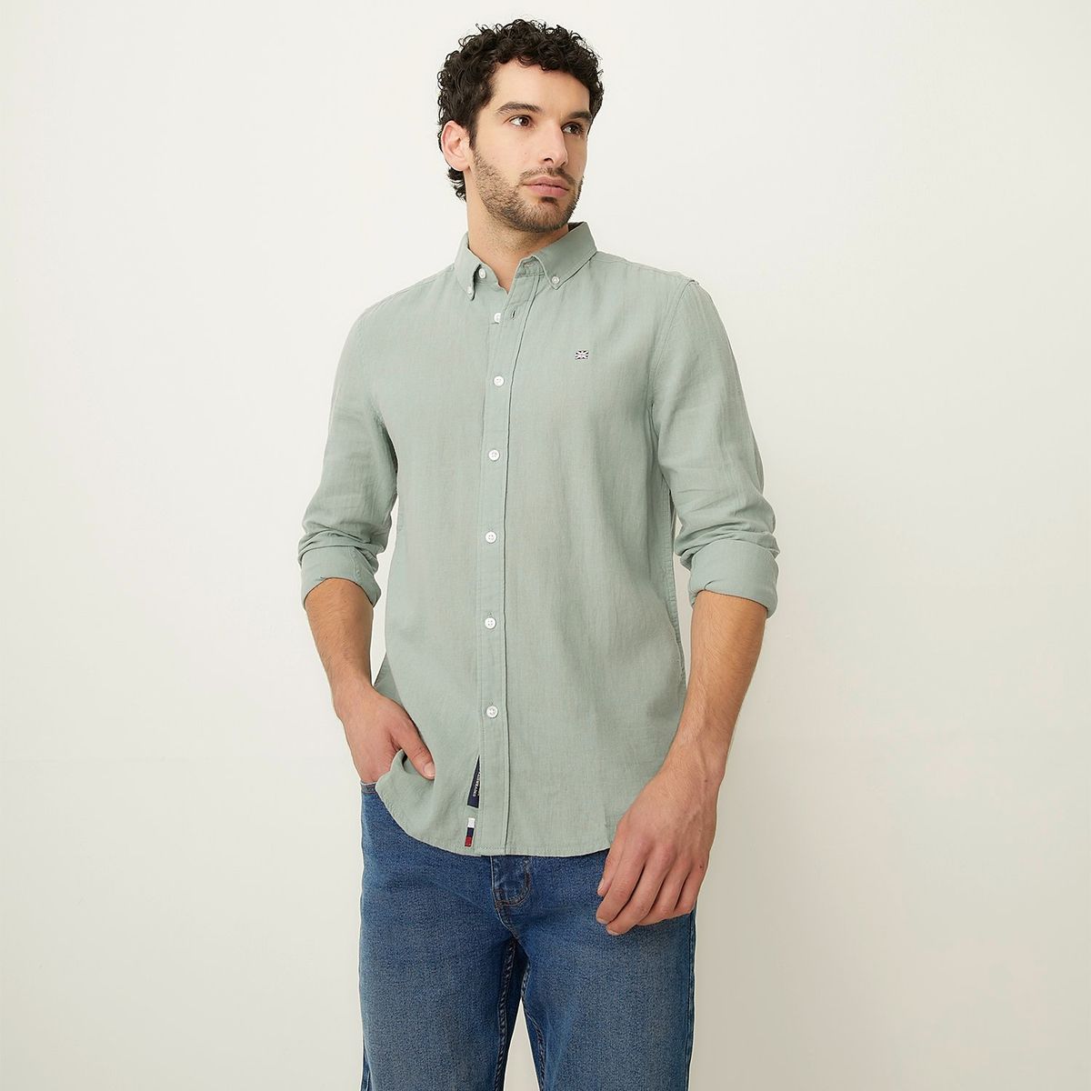 UNIVERSITY CLUB - Camisa Casual Manga Larga Lino Hombre University Club