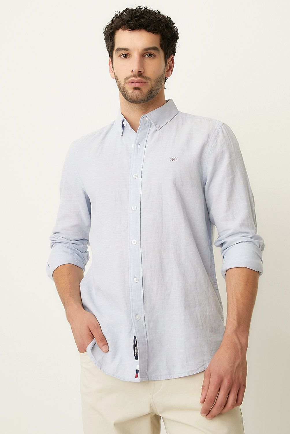 UNIVERSITY CLUB - Camisa Casual Manga Larga Lino Hombre University Club