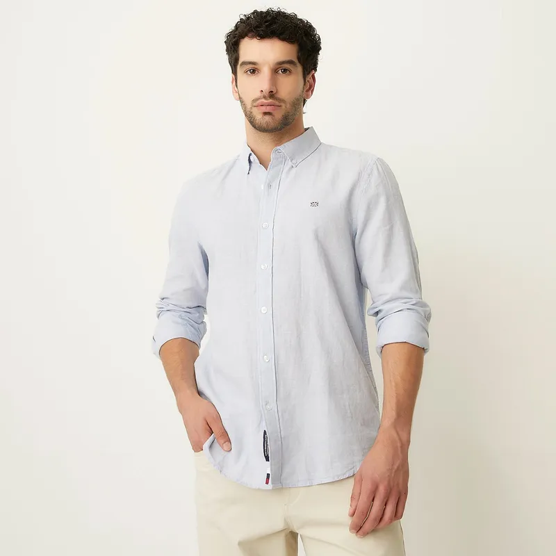 UNIVERSITY CLUB - Camisa Casual Manga Larga Lino Hombre University Club
