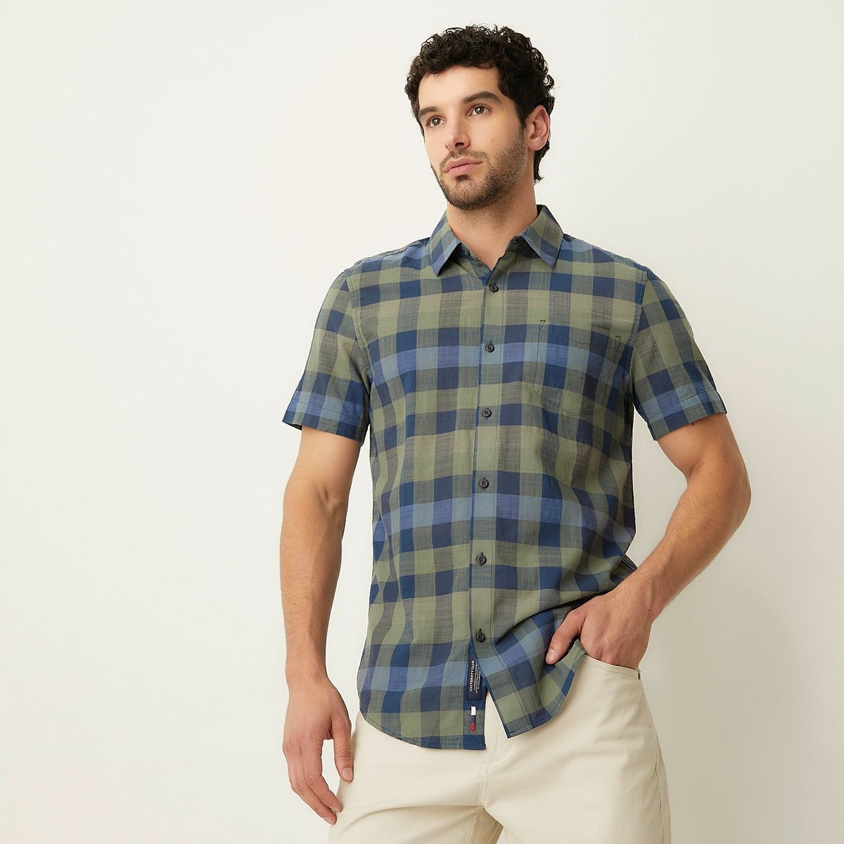 UNIVERSITY CLUB - Camisa Casual Manga Corta Algodón Hombre University Club