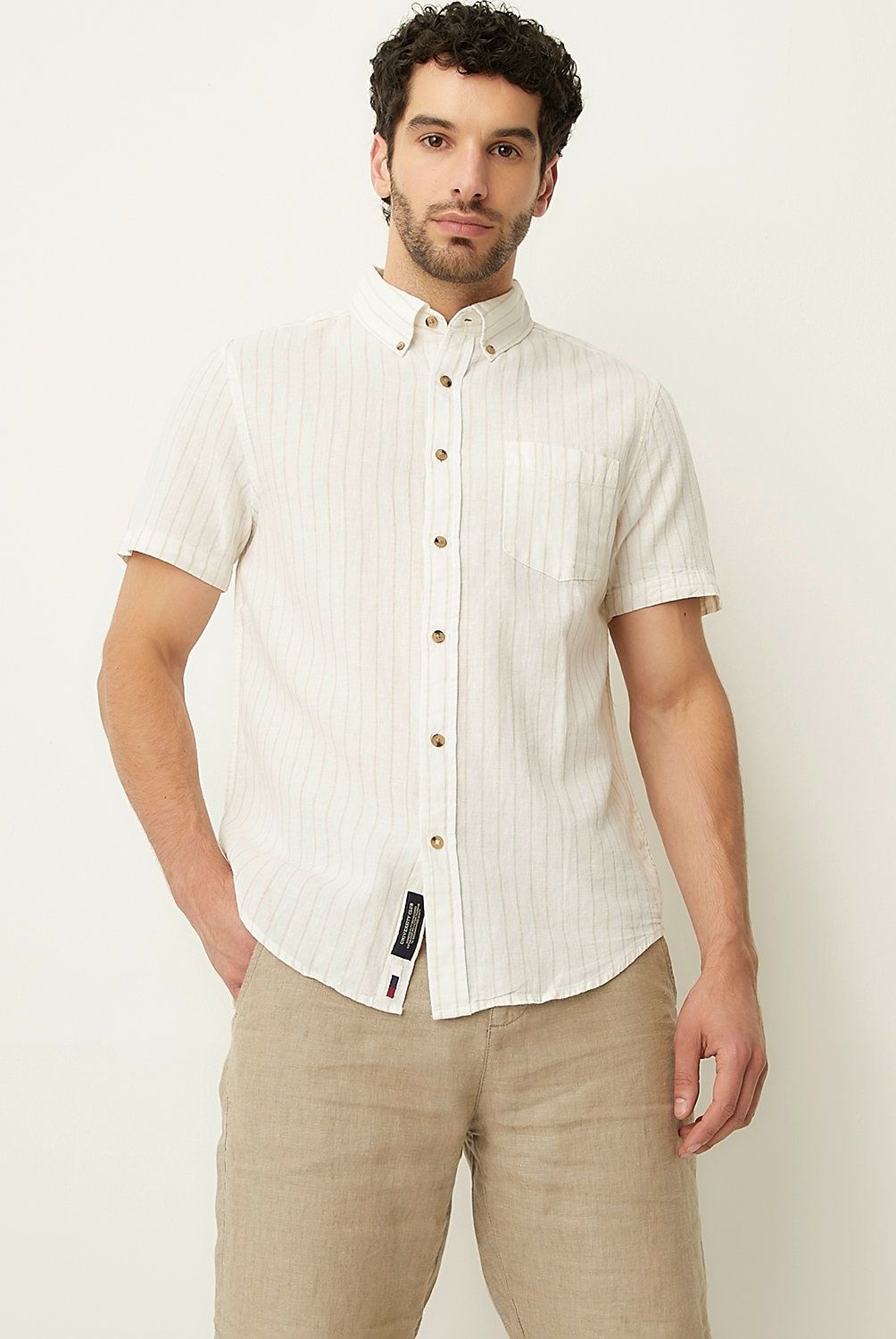 UNIVERSITY CLUB - Camisa Casual Manga Corta Lino Hombre University Club