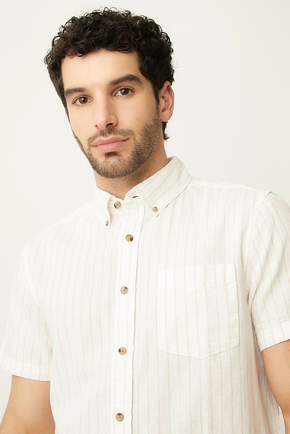 UNIVERSITY CLUB - Camisa Casual Manga Corta Lino Hombre University Club