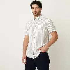 UNIVERSITY CLUB - Camisa Casual Manga Corta Lino Hombre