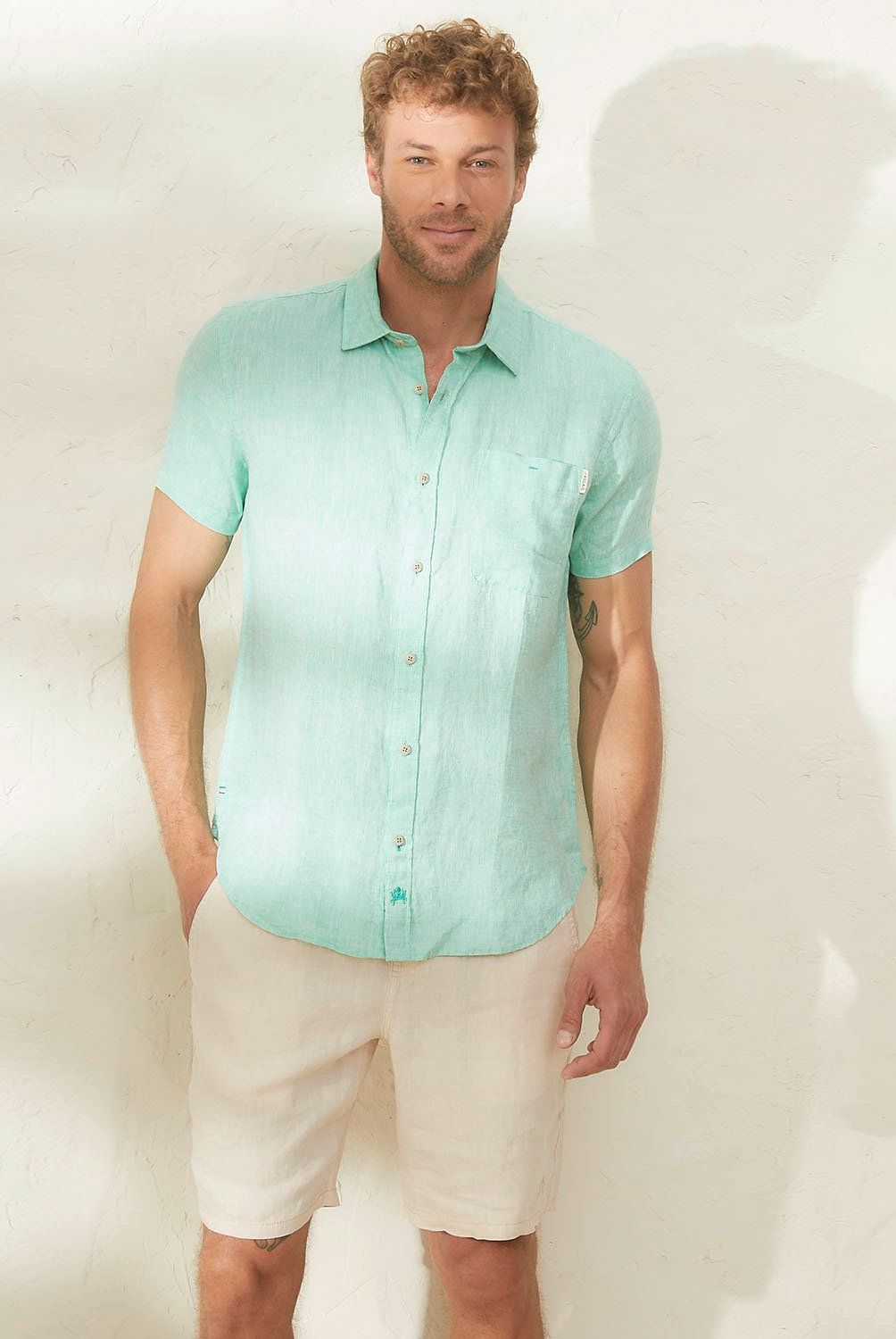 CASCAIS - Camisa Manga Corta Lino Cascais Hombre