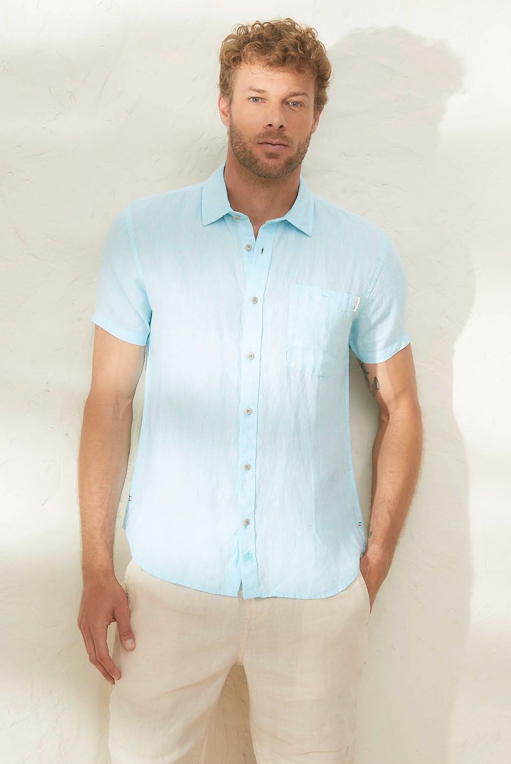 CASCAIS - Camisa Manga Corta Lino Cascais Hombre