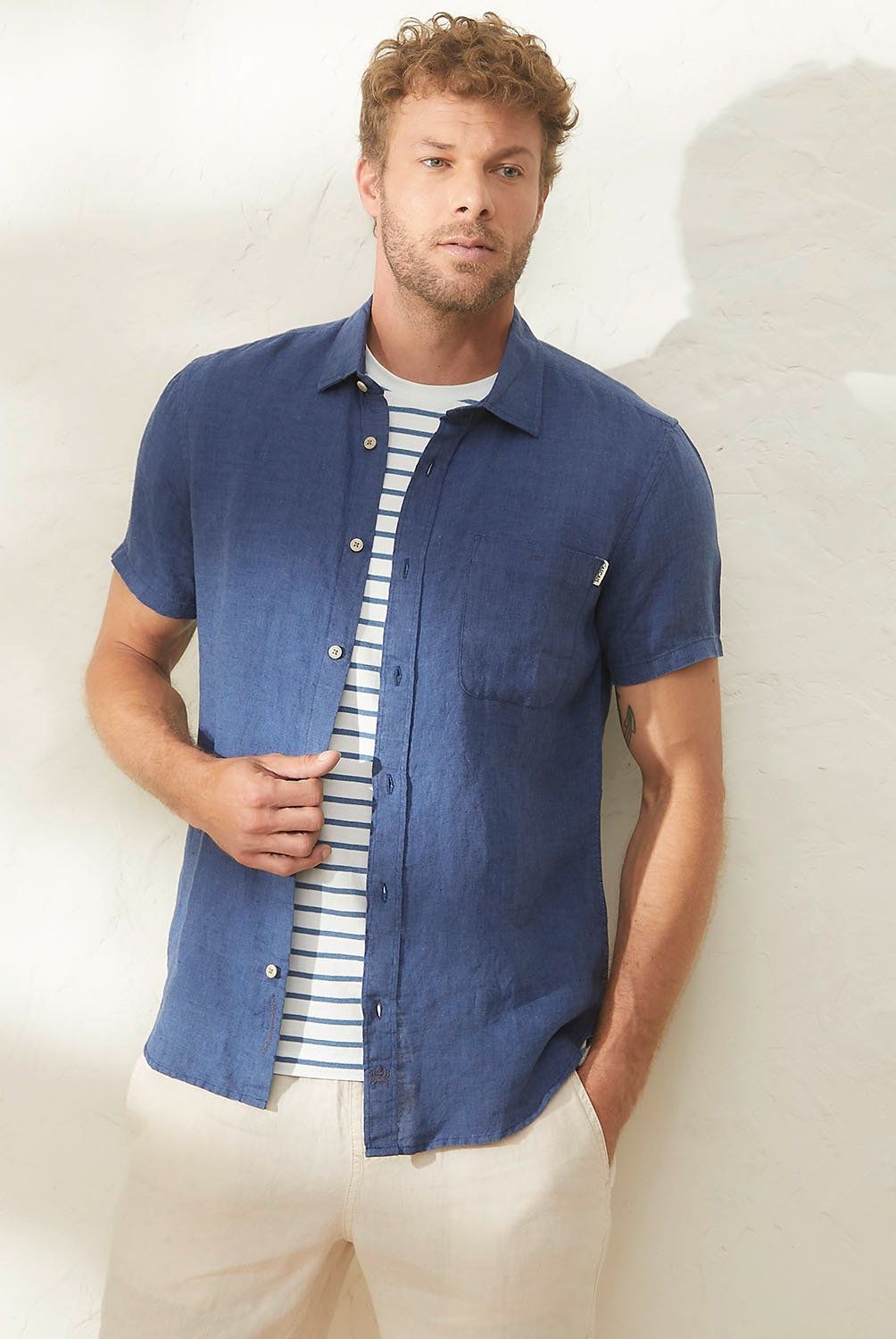 CASCAIS - Camisa Manga Corta Lino Cascais Hombre