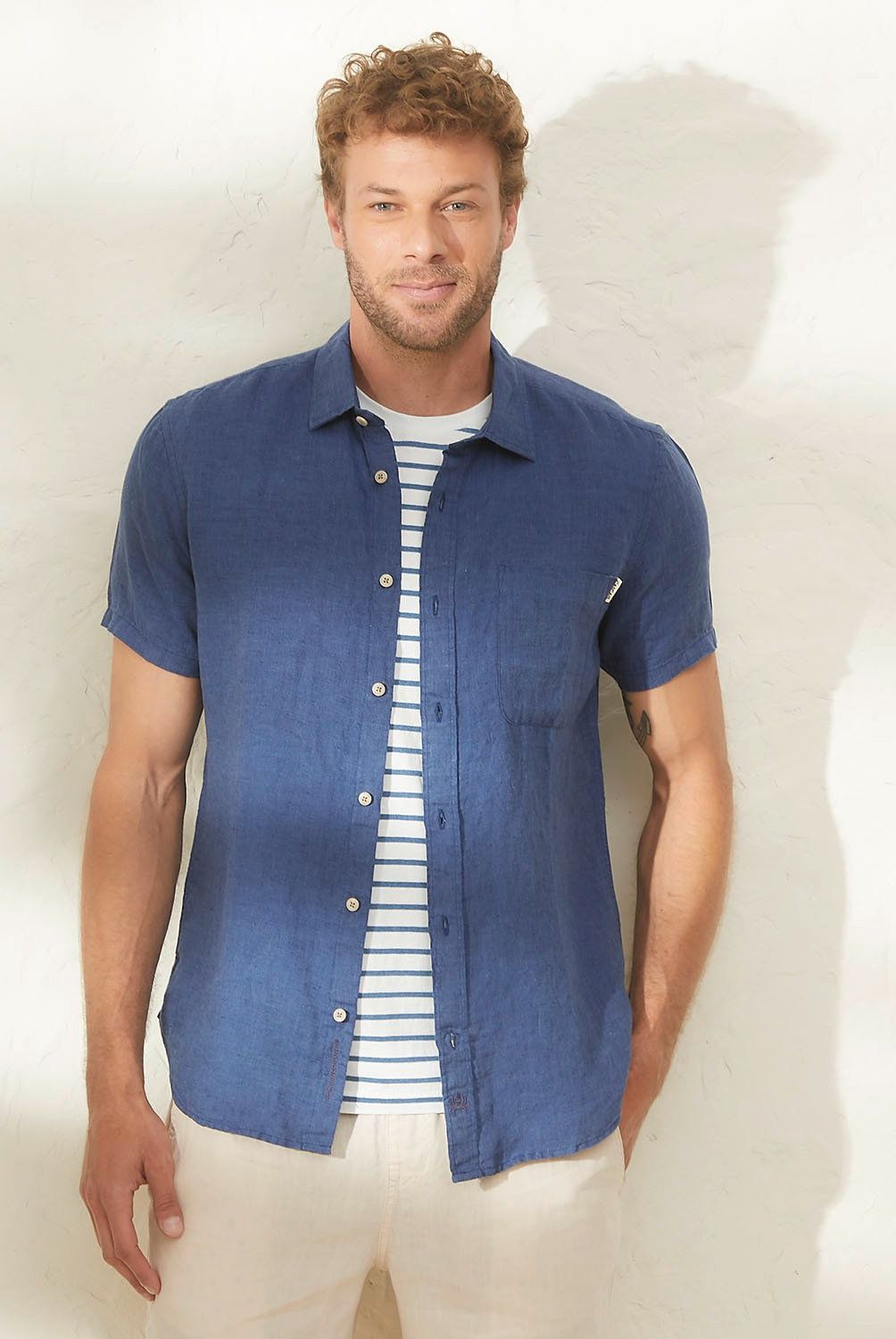 CASCAIS - Camisa Manga Corta Lino Cascais Hombre