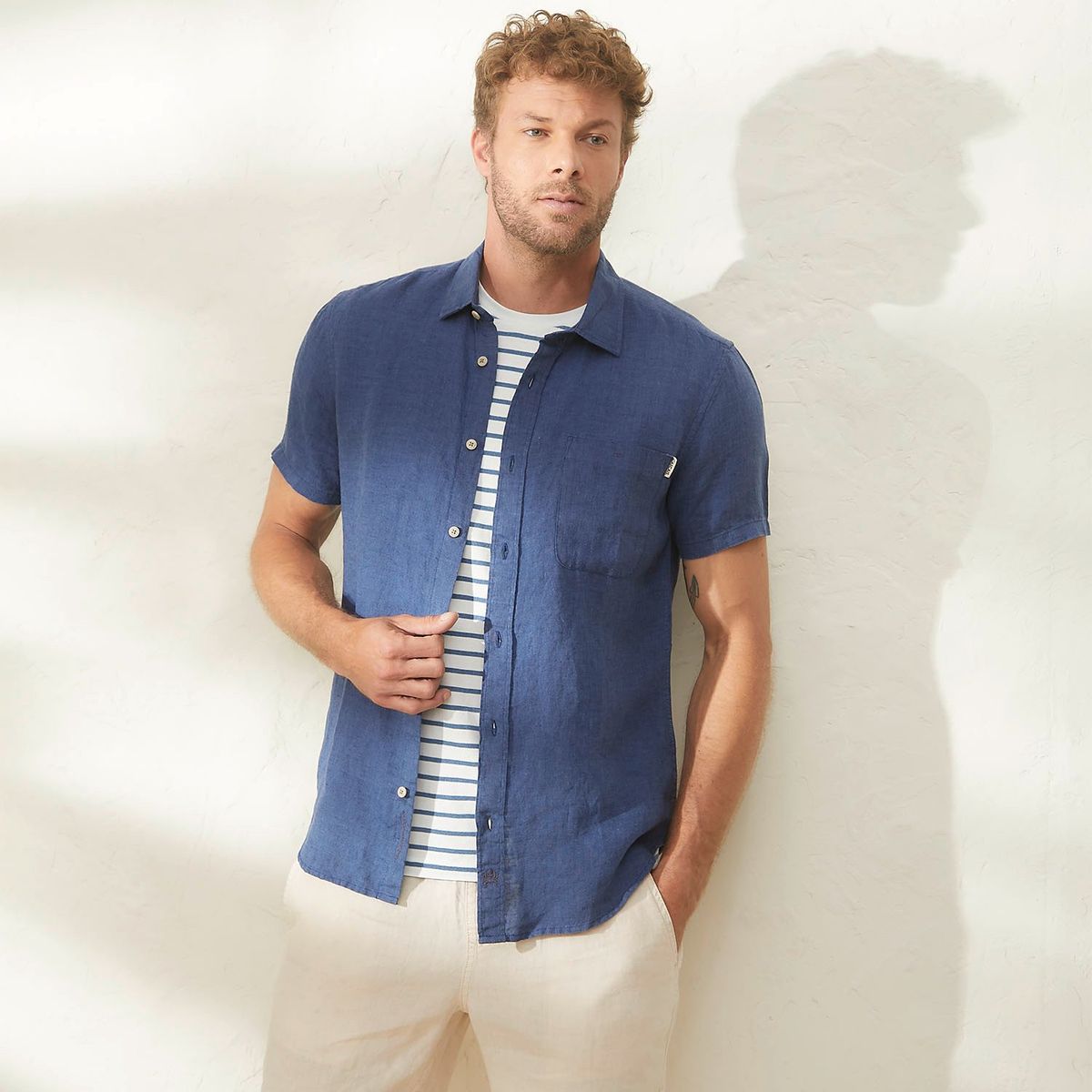 CASCAIS - Camisa Manga Corta Lino Cascais Hombre