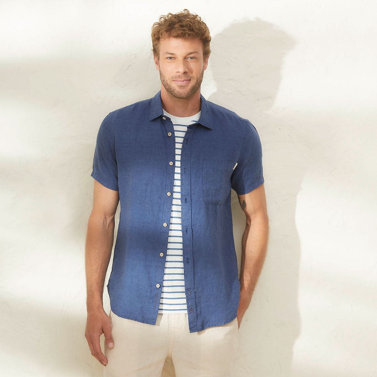 CASCAIS - Camisa Manga Corta Lino Cascais Hombre