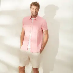 CASCAIS - Camisa Manga Corta Lino Hombre