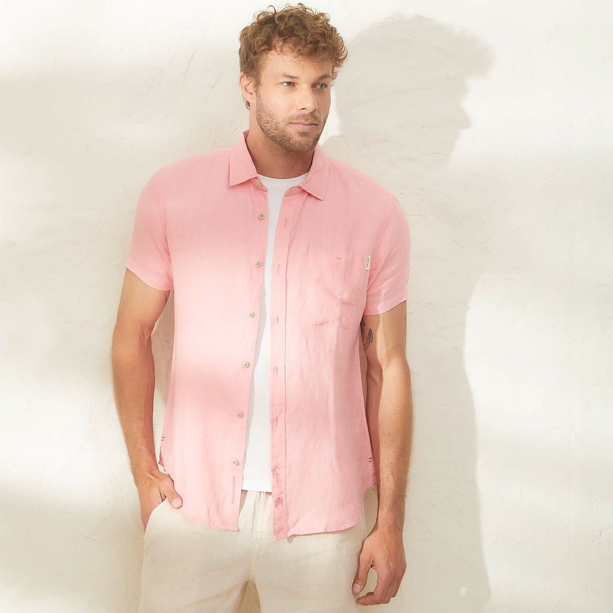 CASCAIS - Camisa Manga Corta Lino Cascais Hombre