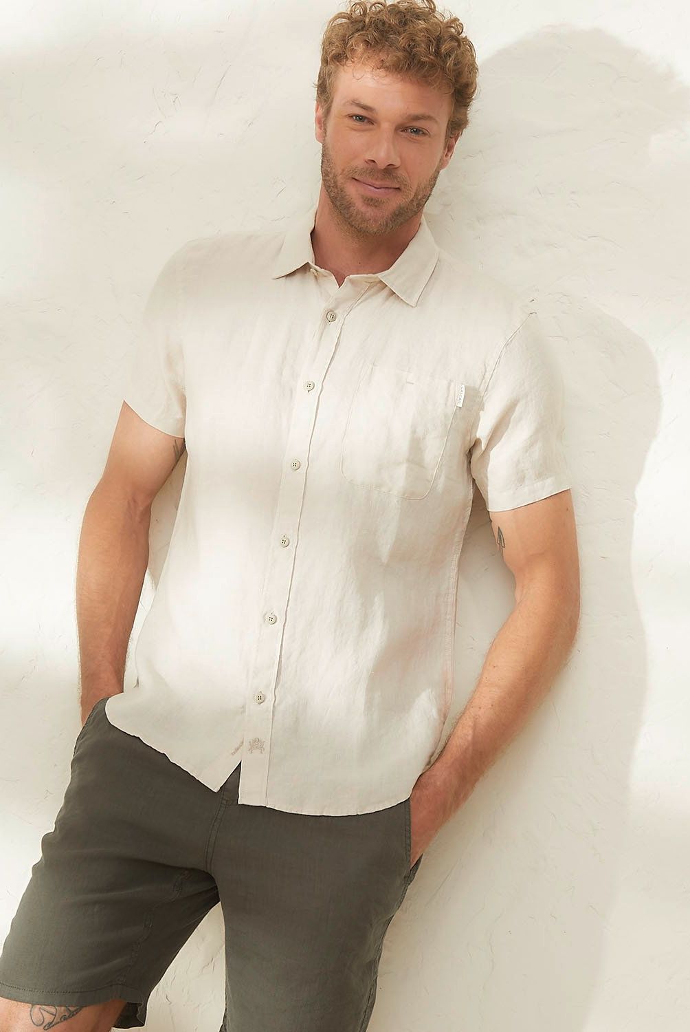 CASCAIS - Camisa Manga Corta Lino Cascais Hombre