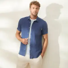 CASCAIS - Camisa Manga Corta Lino Hombre
