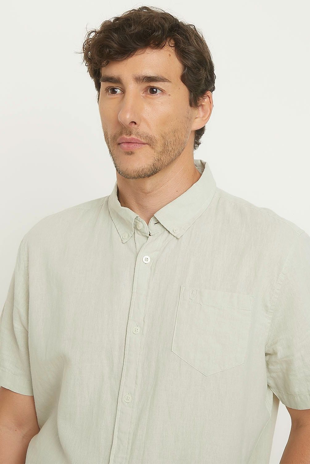 CHRISTIAN LACROIX - Camisa Casual Manga Corta Lino Hombre Christian Lacroix