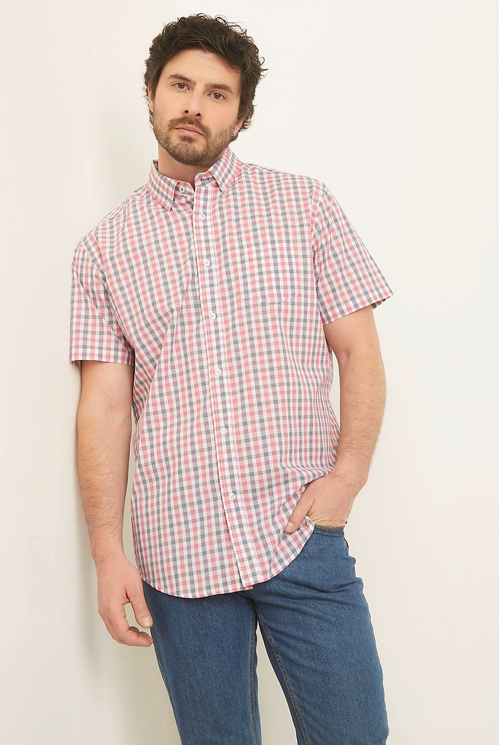 NEWPORT - Camisa Casual Manga Corta Algodón Hombre Newport