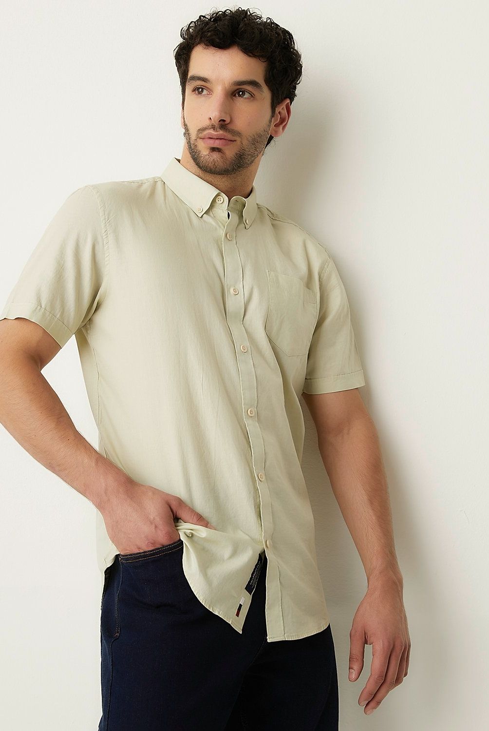 UNIVERSITY CLUB - Camisa Casual Manga Corta Algodón Hombre University Club