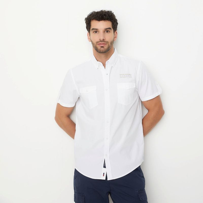 UNIVERSITY CLUB - Camisa Casual Manga Corta Algodón Hombre University Club