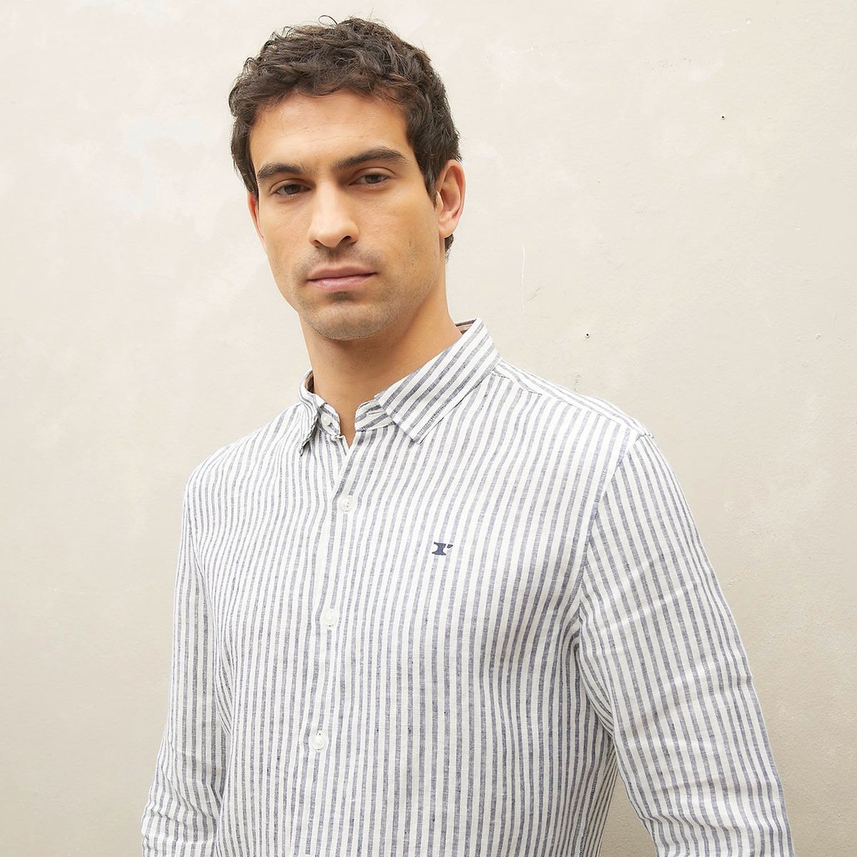 WOLF&HANK - Camisa Casual Manga Larga Lino Hombre Wolf&Hank