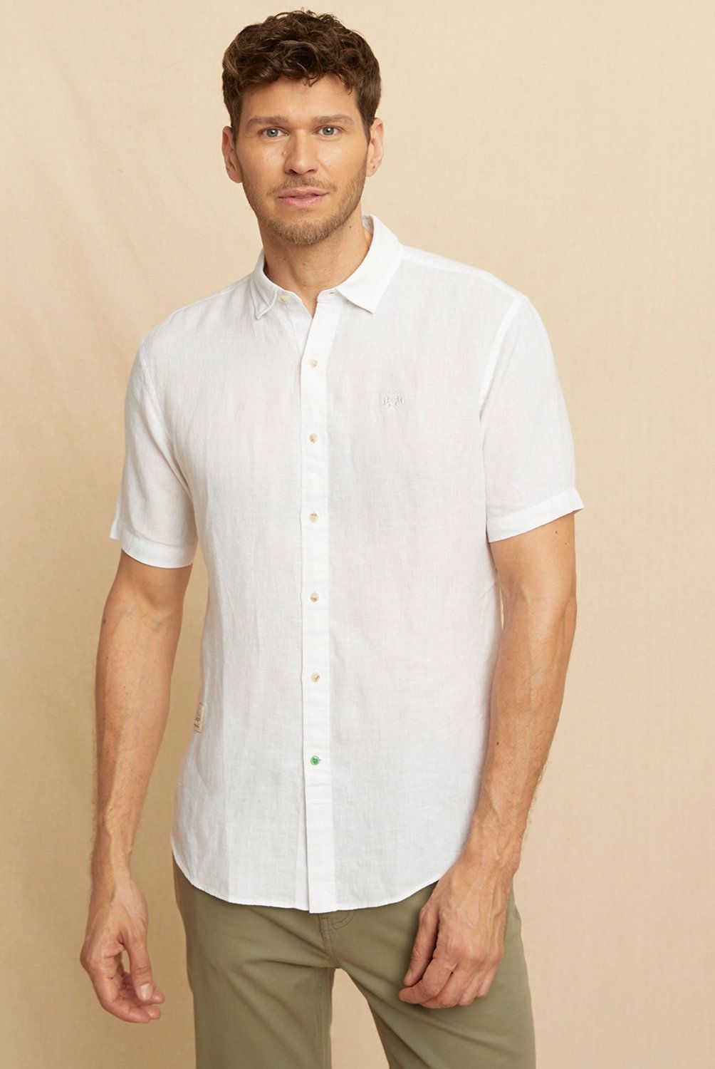 LA MARTINA - Camisa Casual Manga Corta Lino Hombre La Martina