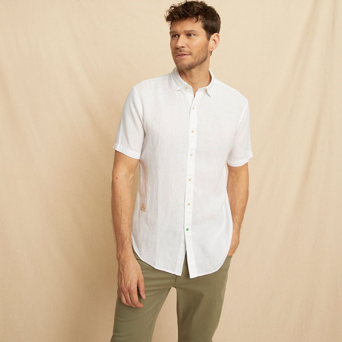 LA MARTINA - Camisa Casual Manga Corta Lino Hombre La Martina