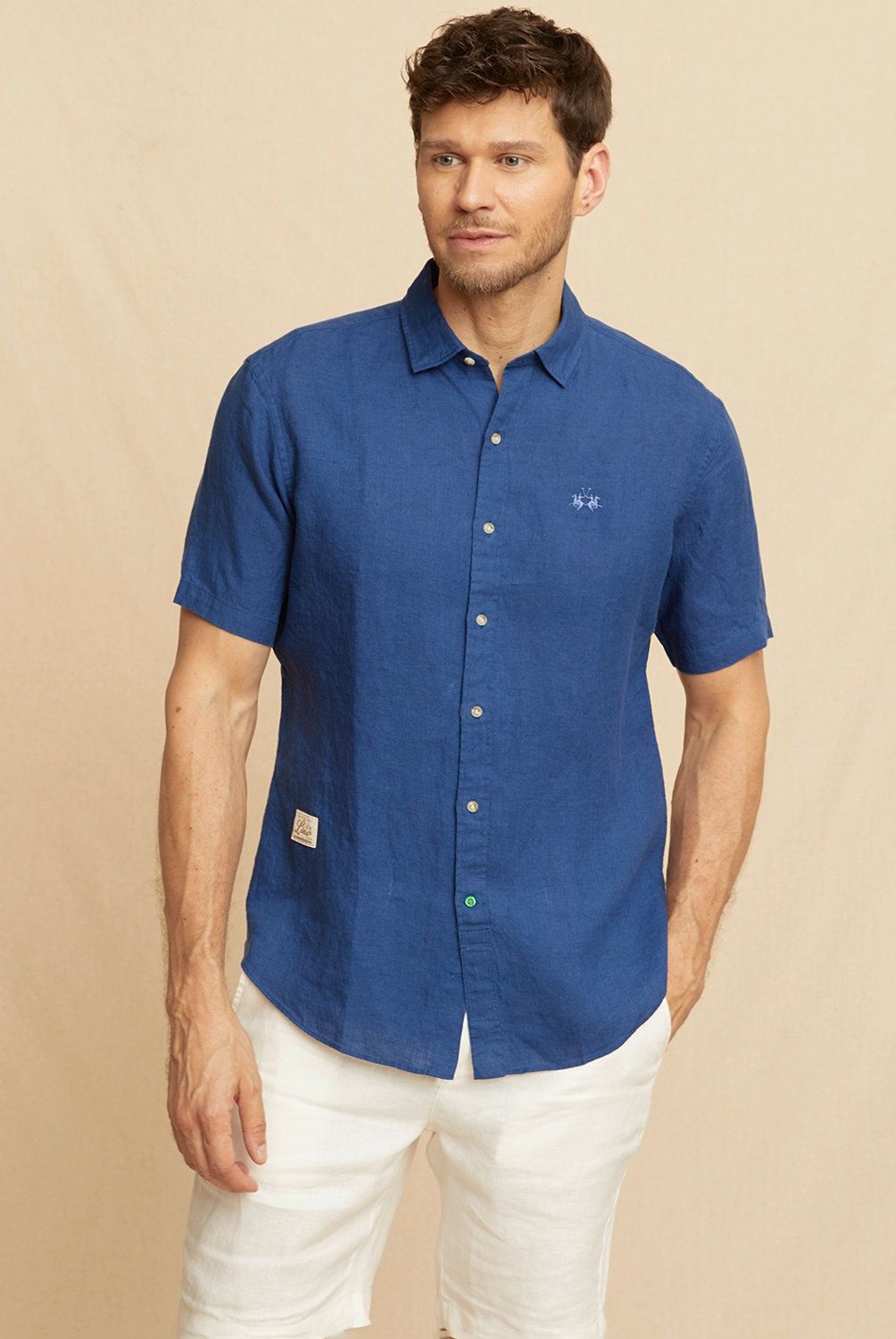 LA MARTINA - Camisa Casual Manga Corta Lino Hombre La Martina