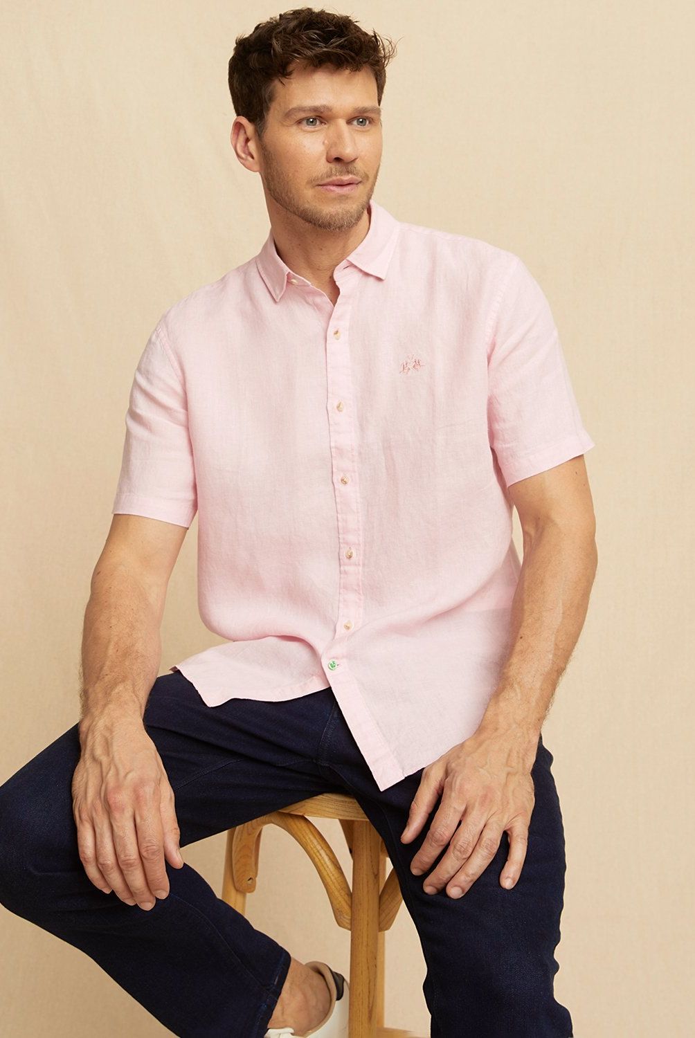 LA MARTINA - Camisa Casual Manga Corta Lino Hombre La Martina