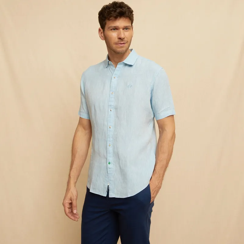 LA MARTINA - Camisa Casual Manga Corta Lino Hombre La Martina