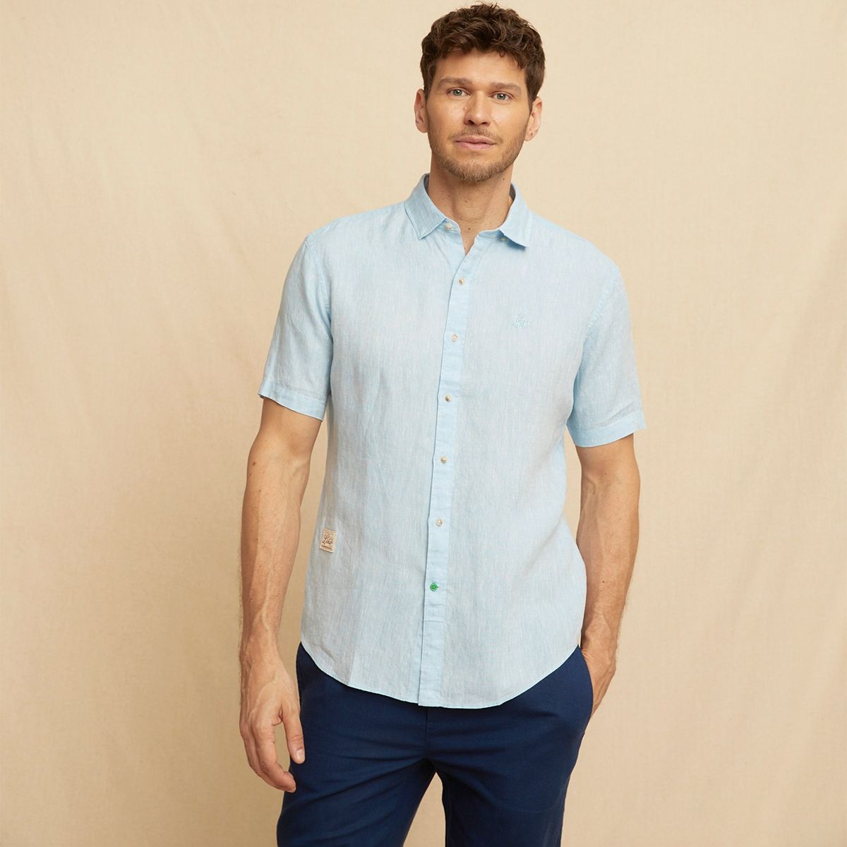 LA MARTINA - Camisa Casual Manga Corta Lino Hombre La Martina