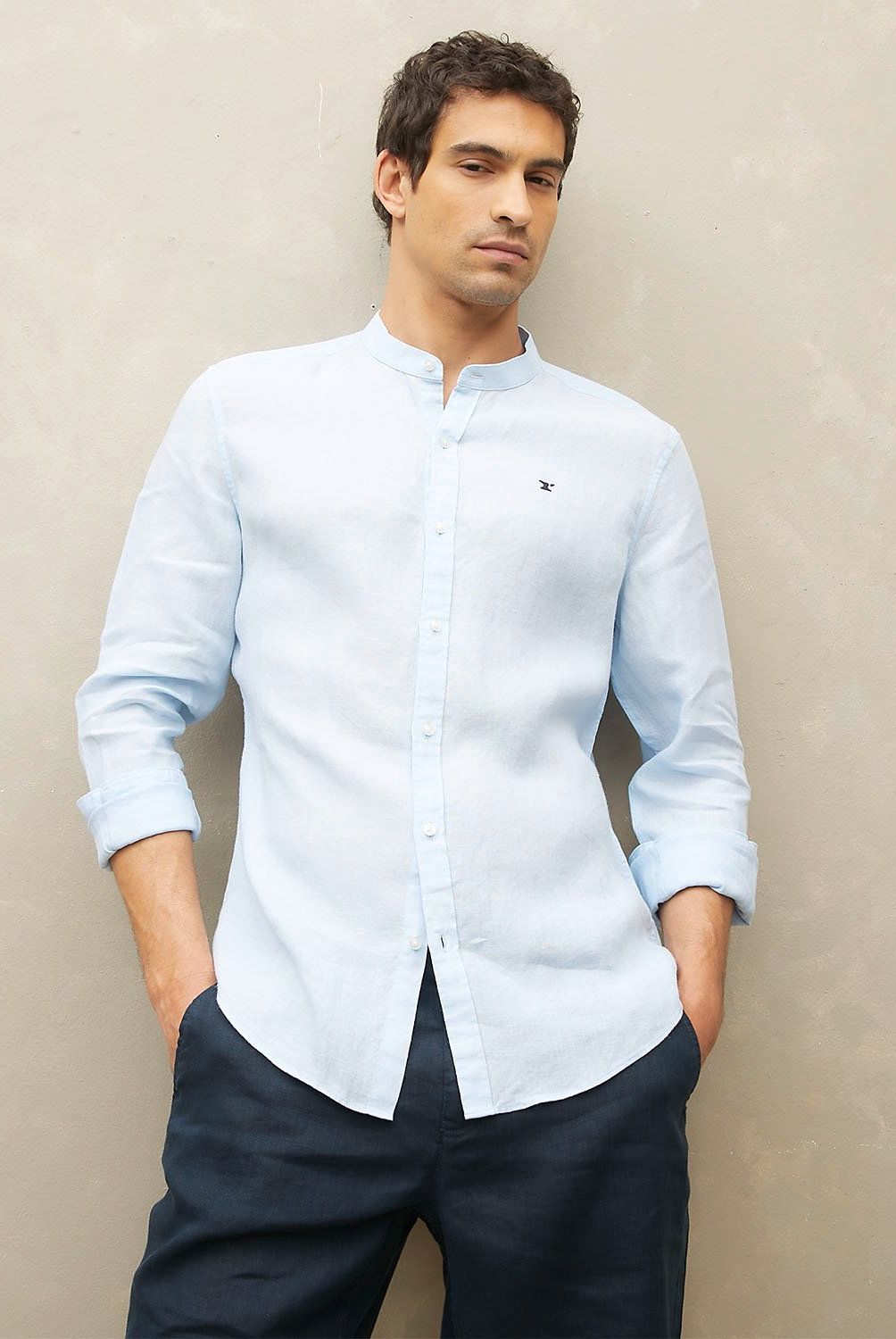 WOLF&HANK - Camisa Casual Manga Larga Lino Hombre Wolf&Hank