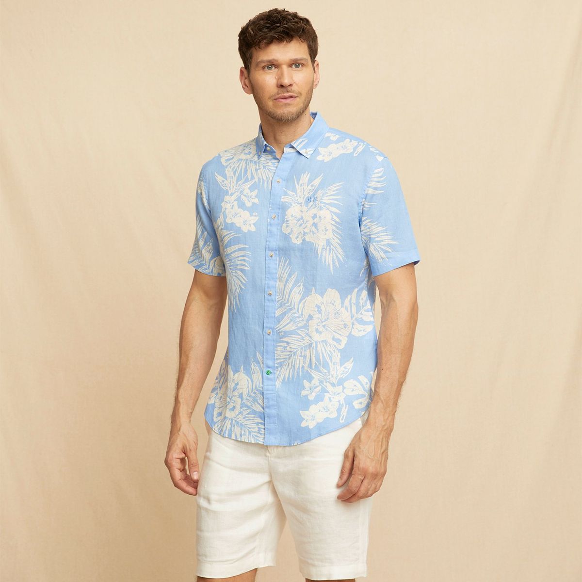 LA MARTINA - Camisa Casual Manga Corta Lino Hombre La Martina