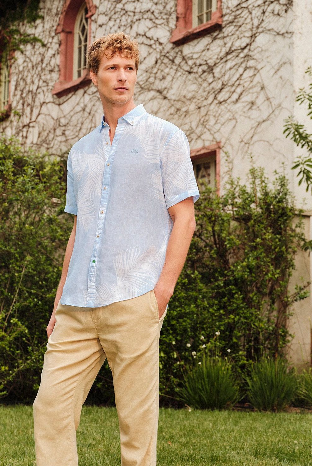 LA MARTINA - Camisa Casual Manga Corta Lino Hombre La Martina