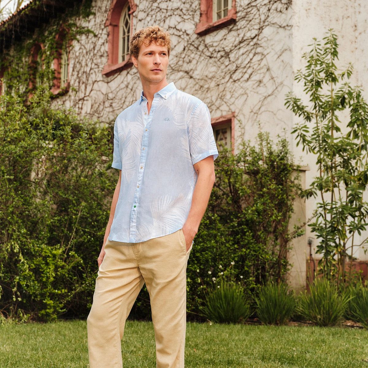 LA MARTINA - Camisa Casual Manga Corta Lino Hombre La Martina