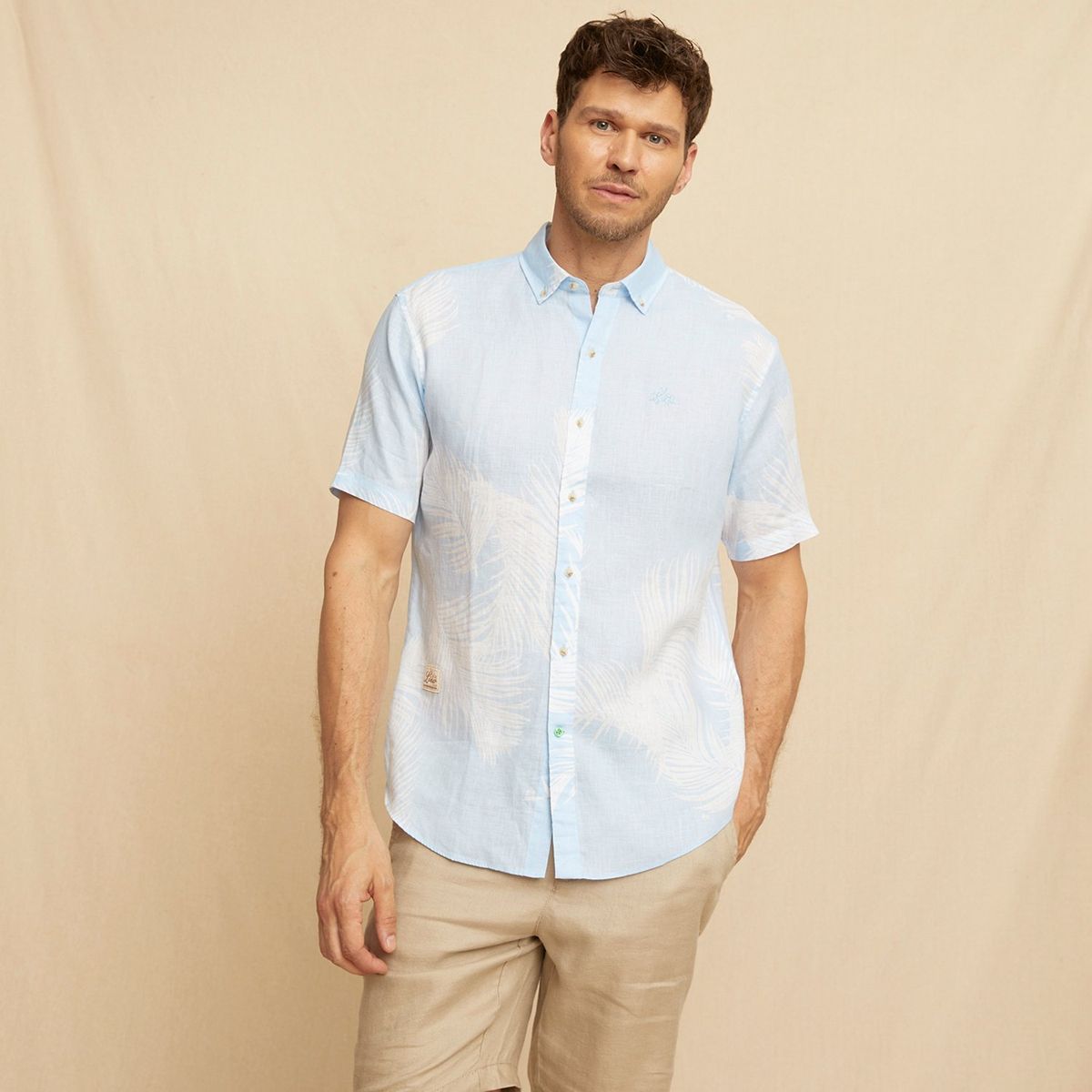 LA MARTINA - Camisa Casual Manga Corta Lino Hombre La Martina