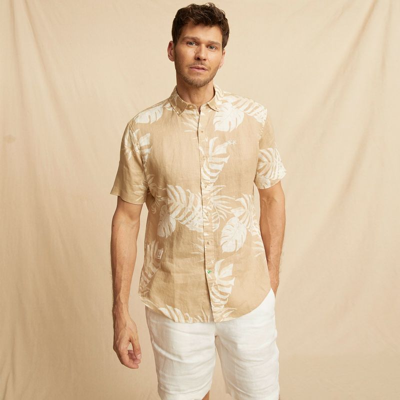 LA MARTINA - Camisa Casual Manga Corta Lino Hombre La Martina