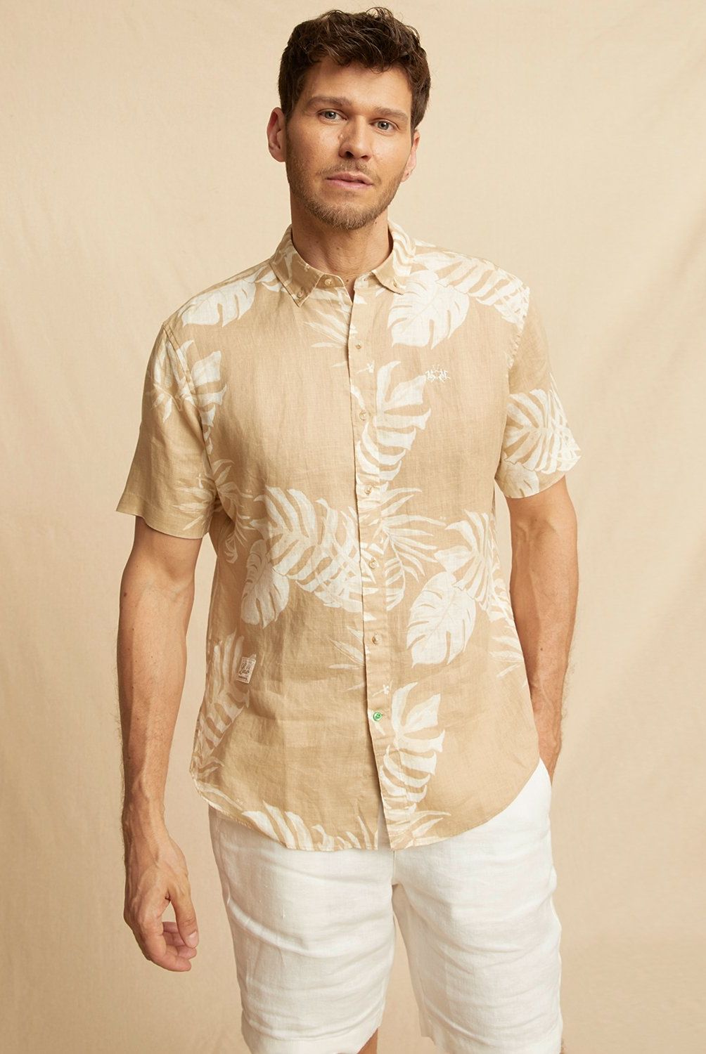 LA MARTINA - Camisa Casual Manga Corta Lino Hombre La Martina