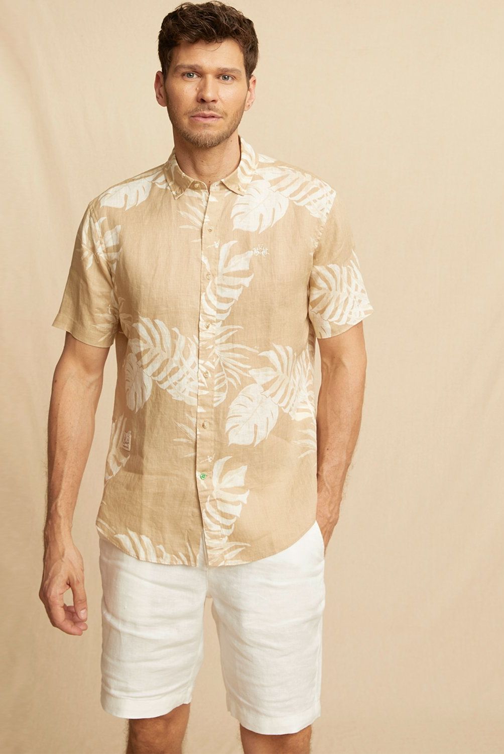 LA MARTINA - Camisa Casual Manga Corta Lino Hombre La Martina