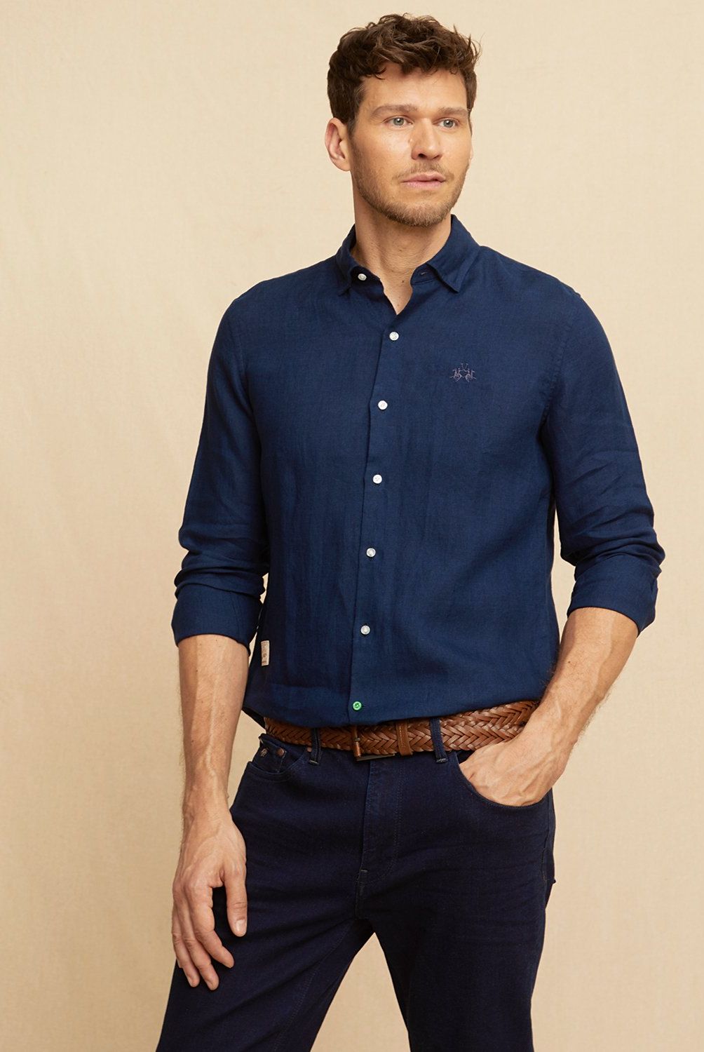 LA MARTINA - Camisa Casual Manga Larga Lino Hombre La Martina