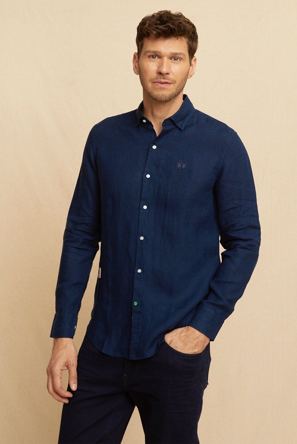 LA MARTINA - Camisa Casual Manga Larga Lino Hombre La Martina