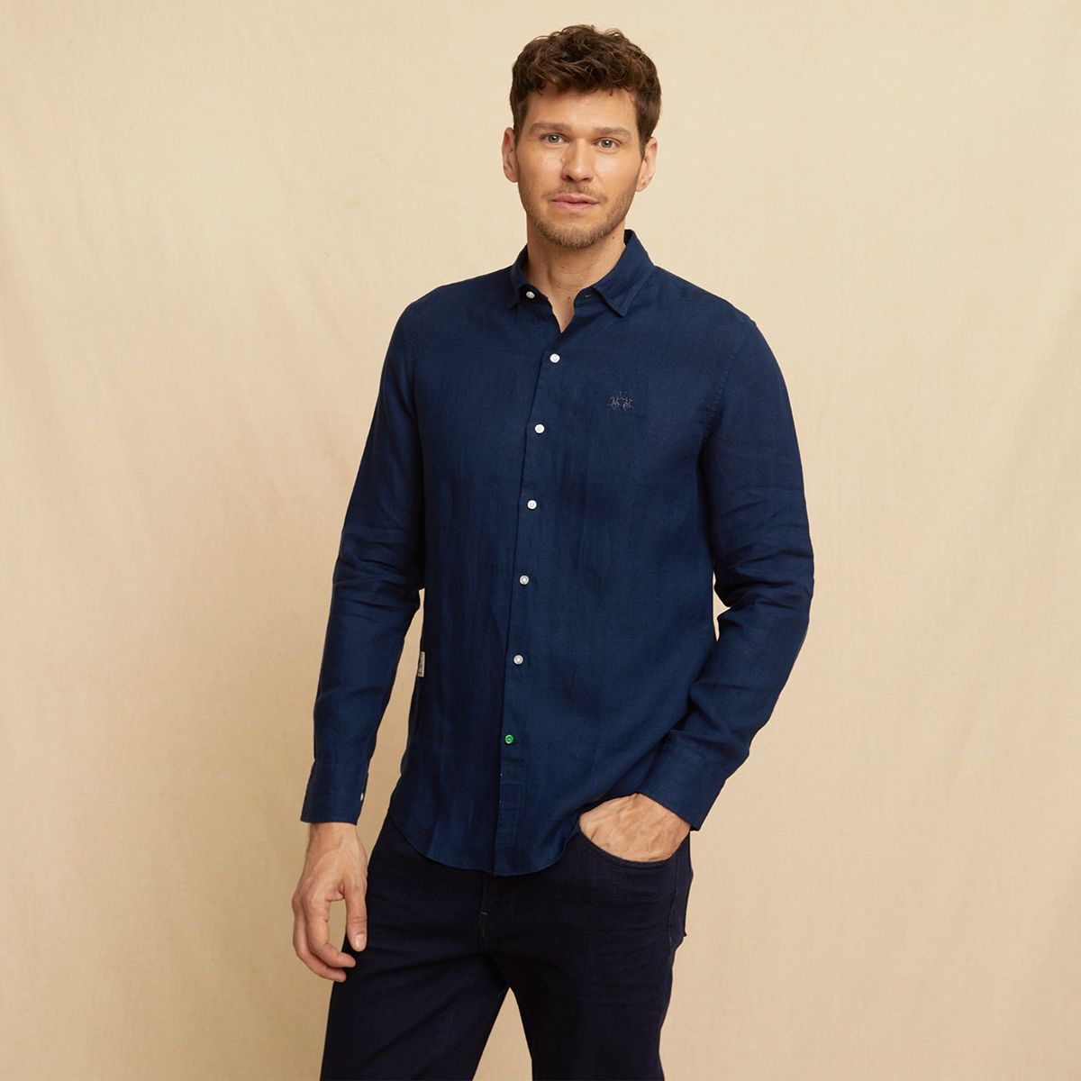 LA MARTINA - Camisa Casual Manga Larga Lino Hombre La Martina