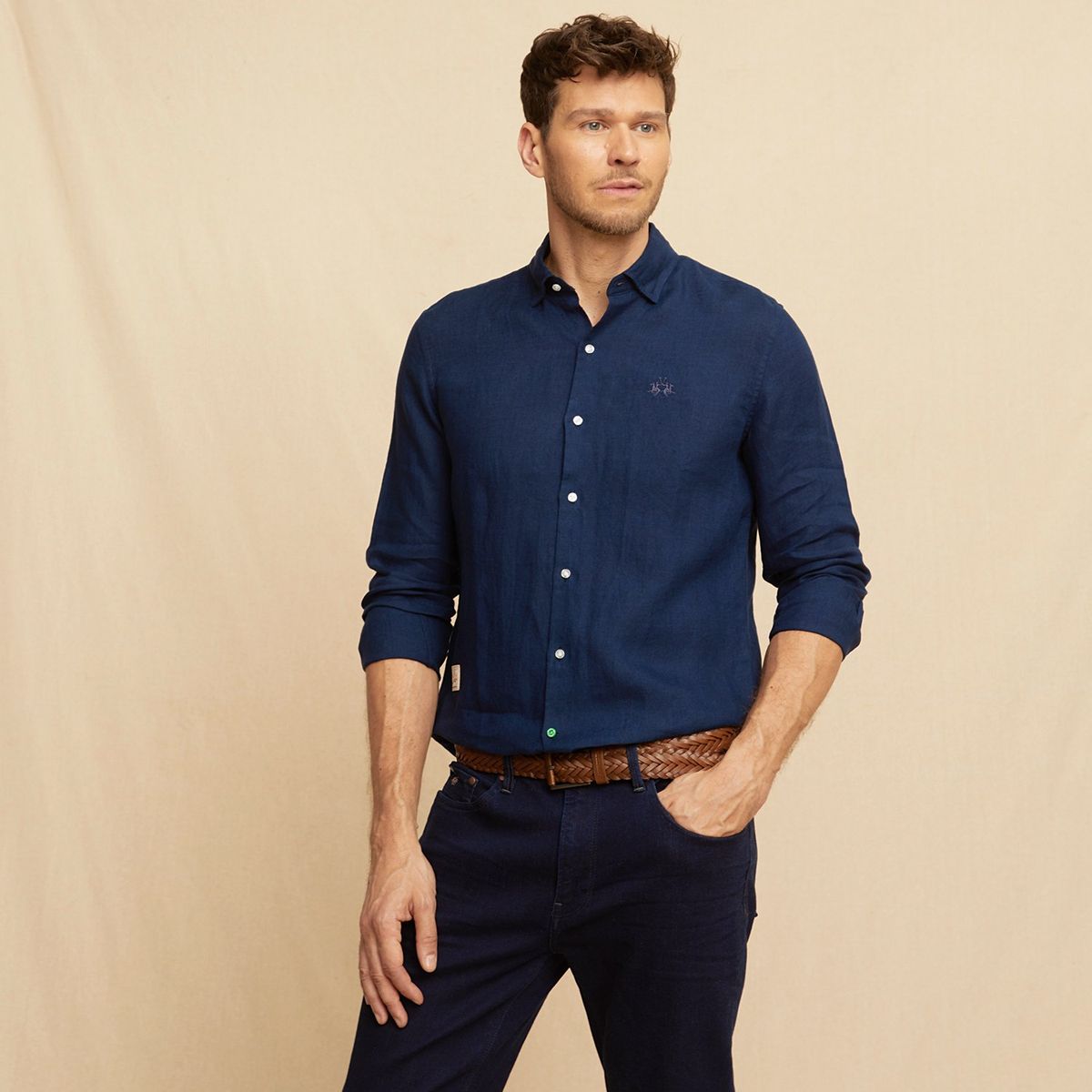 LA MARTINA - Camisa Casual Manga Larga Lino Hombre La Martina