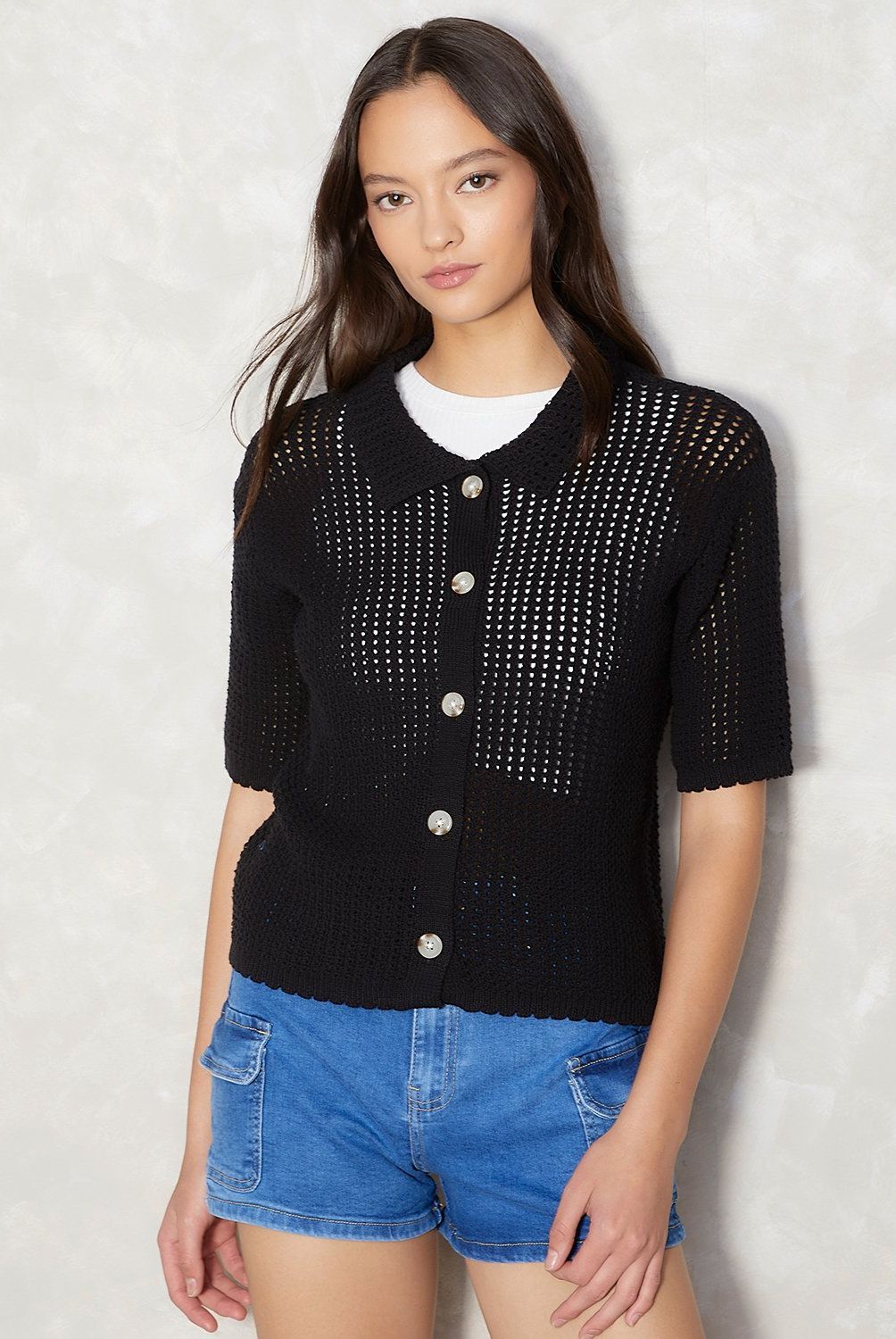 SYBILLA - Blusa Manga Corta Algodón Mujer Sybilla