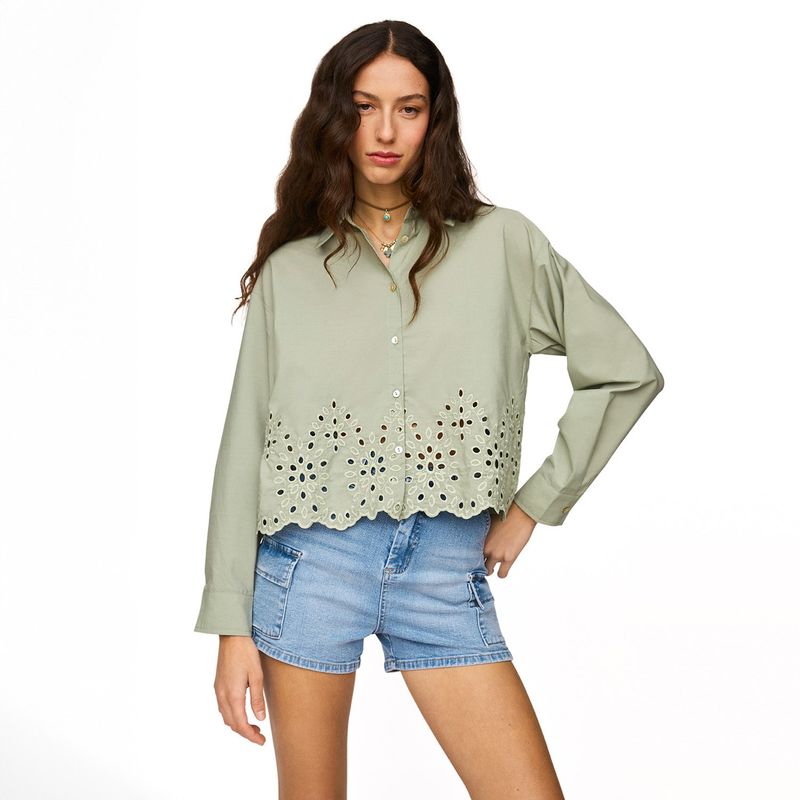 UNIVERSITY CLUB - Blusa Boxy Fit Manga Larga Mujer University Club