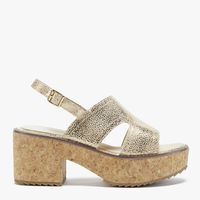 Sandalia Mujer Cuero Dorado