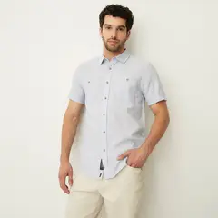 UNIVERSITY CLUB - Camisa Casual Manga Corta Lino Hombre