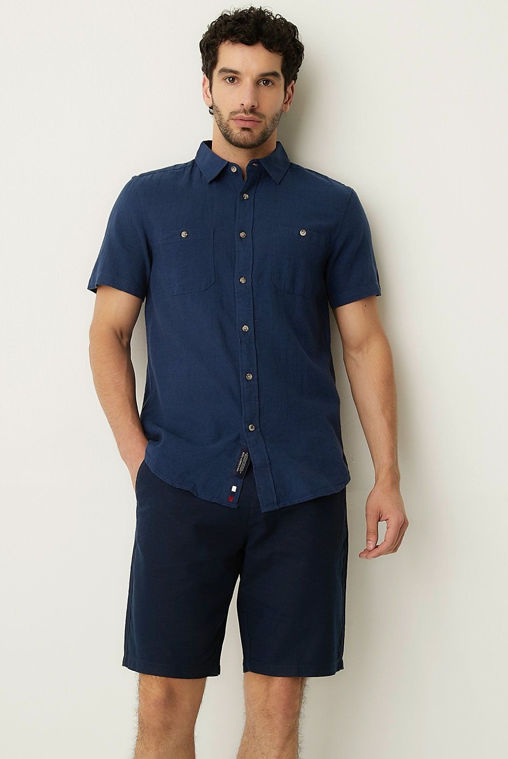 UNIVERSITY CLUB - Camisa Casual Manga Corta Lino Hombre University Club
