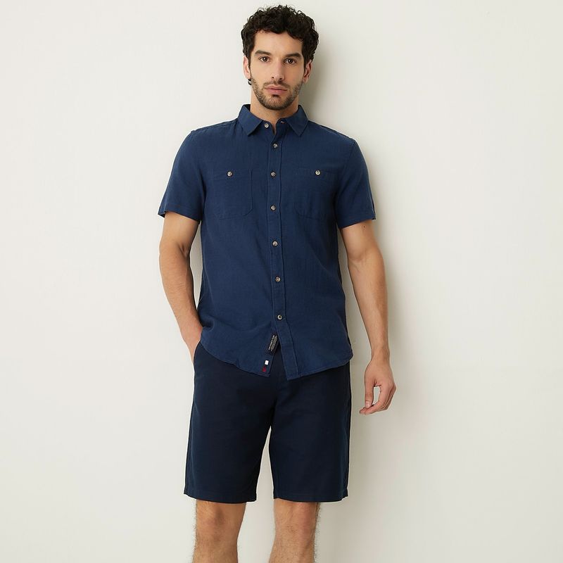 UNIVERSITY CLUB - Camisa Casual Manga Corta Lino Hombre University Club