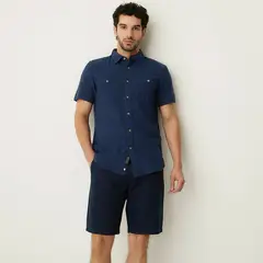 UNIVERSITY CLUB - Camisa Casual Manga Corta Lino Hombre