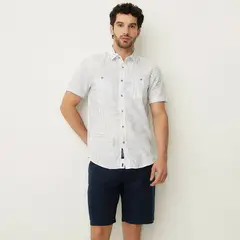 UNIVERSITY CLUB - Camisa Casual Manga Corta Lino Hombre