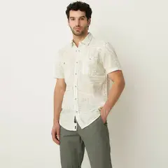 UNIVERSITY CLUB - Camisa Casual Manga Corta Lino Hombre